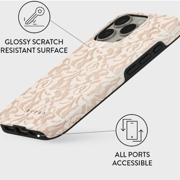 🤍 BURGA | iPhone 16 Pro Phone Case - White Lace 🤍 - Picture 4 of 5